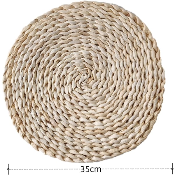 Handgjord värmebeständig majsksunderlägg, 35 cm diameter, naturlig väv, 2-pack