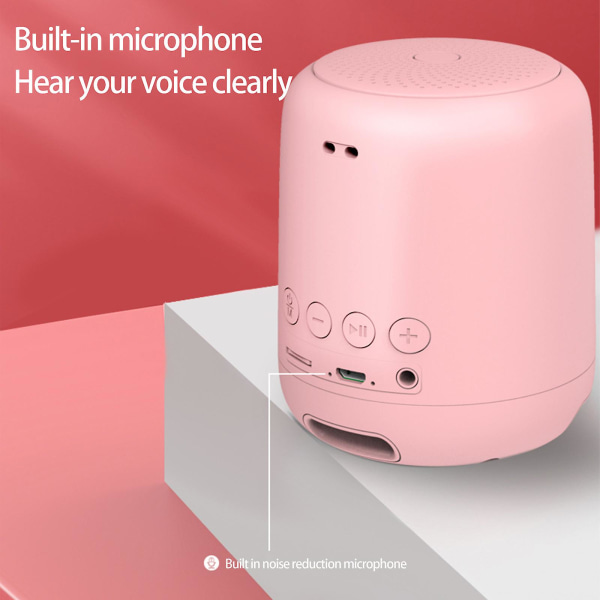 Bärbar högtalare Bluetooth-högtalare Bluetooth 5.0 Även AUX-kabel（Rosa）