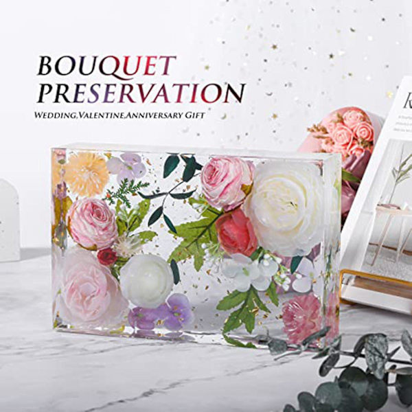 Store Harpiksforme, Rektangel Silikoneforme Til Harpiksstøbning, Epoksyharpiksforme Til Blomsterbevaring（Hvid）