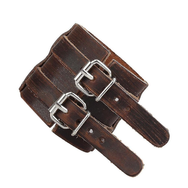 Men Leather Double Buckle Bracelet Wide