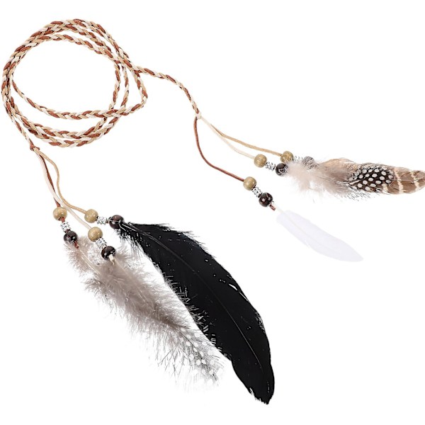Indiana Bohemian Headdress Feather Headband Headdress Fancy Dress Hairdress Passer til frisyre (som vist på bildet)