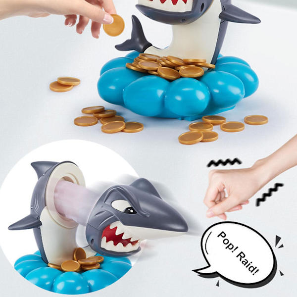 Elektrisk spelhajleksak, Pop up Pirate Shark Horror Decompression Snake Toys, Induktion Trigger Fake Hungry Shark Toys 50% erbjudande