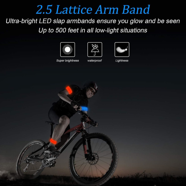Led reflekterande armband, uppladdningsbart led armband självlysande armband Nattsäkerhet Hög synlighet, för utomhussport Cykling Jogging Säkerhetsfluoror