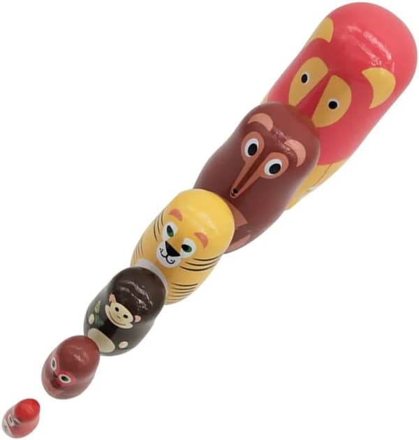 Trä Ryska Nesting Dolls Barn Leksak Present i Djurform