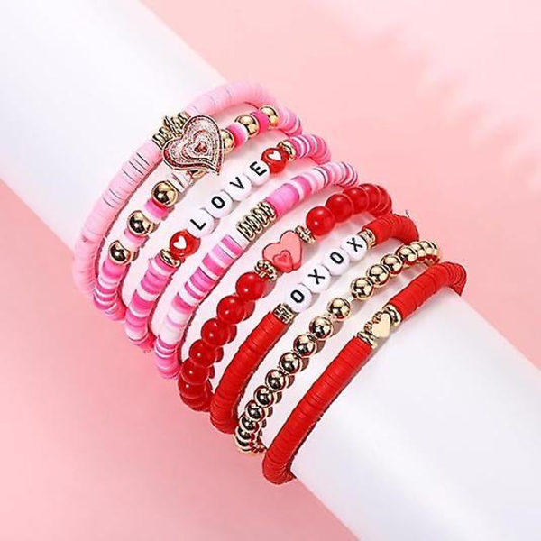 Valentinsdag Pink Xo Polymer Clay Romantisk Ferie Gave Kærlighed Vedhæng Armbånd - Jxlgv（Stil 6）