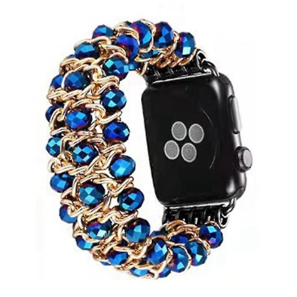 Passer for Apple Iwatch765421/se Chain Pearl Watch Band Apple Watch smykker armbånd (38 40 41 mm, blå)
