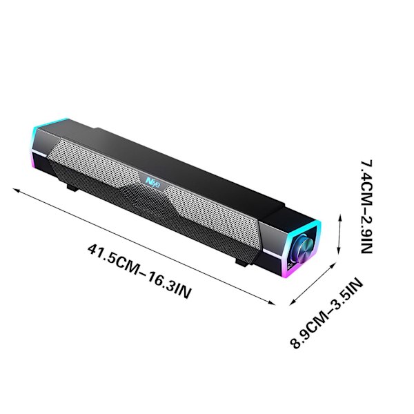 Bluetooth-högtalare Soundbar Datorhögtalare Dubbelhögtalare Subwoofer Biografnivå Surroundljud（Svart）