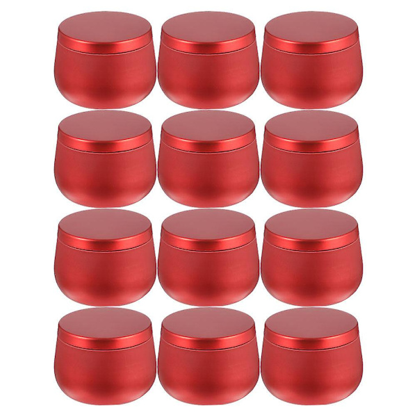 12-pakkaus peltipurkkeja pyöreitä suljettuja purkkeja karkki- ja välipalapakkauslaatikko juhlalahjoja (7,5x6,5 cm, punainen)