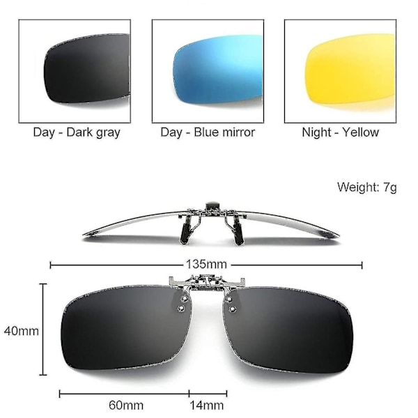 3 stk. Polariseret Clip-on UV-beskyttelse Solbriller