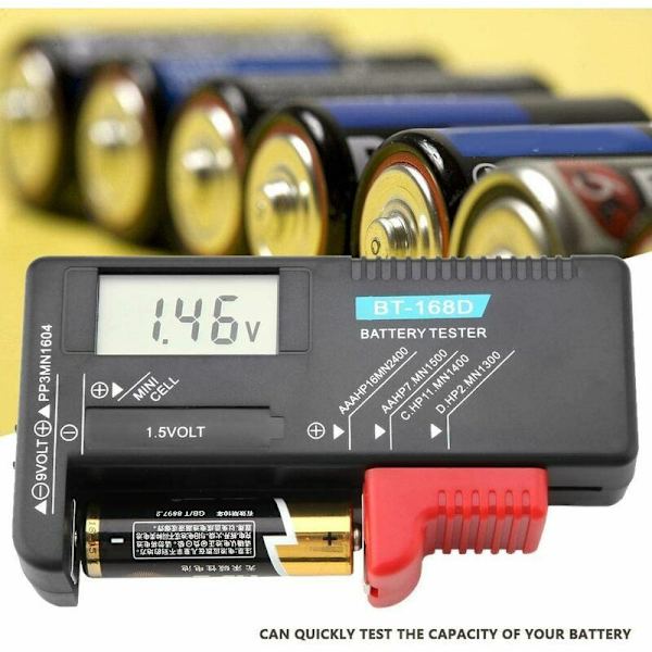 BT-168D LCD AA/AAA/C/D/9V/1.5V Universal Digital Batteritestare, Universal Batteritestare