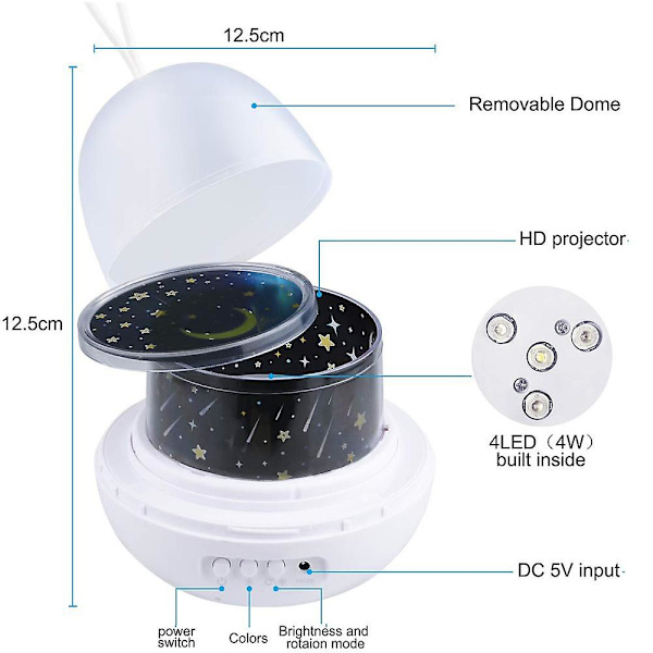 Stjernehimmel-projektor, nattlyslampe 4 i 1 LED-stjerneprojektorlys