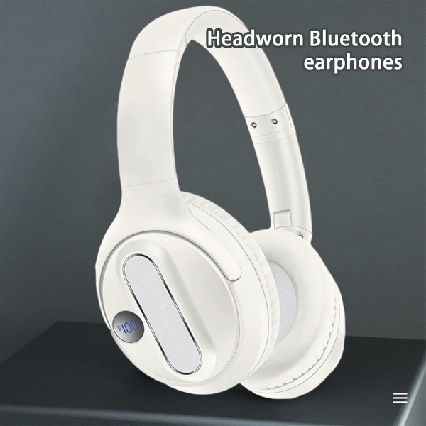 Trådlöst pannband 5.3 Bluetooth-headset Digitalt musikheadset Lämplig för sport, fritid 20240353（Vit）