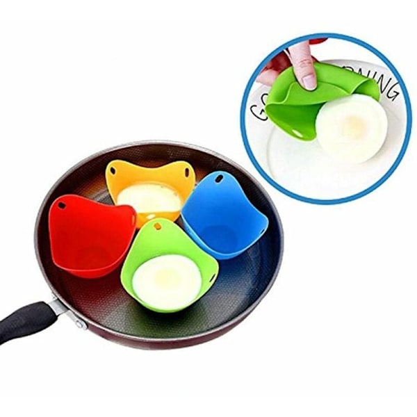 Silikonäggpocheringskopp - Pocherar ägg perfekt utan krångel eller kladd - Set med 4 non-stick-pods för enkel frigöring och rengöring.