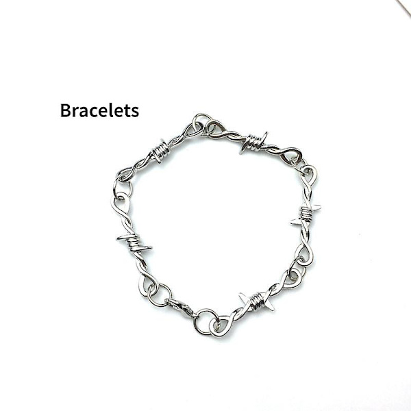 2 st/set hiphop herr och dam smyckesset järntornar hiphop gotisk punk järntråd krage herr och dam halsband armband