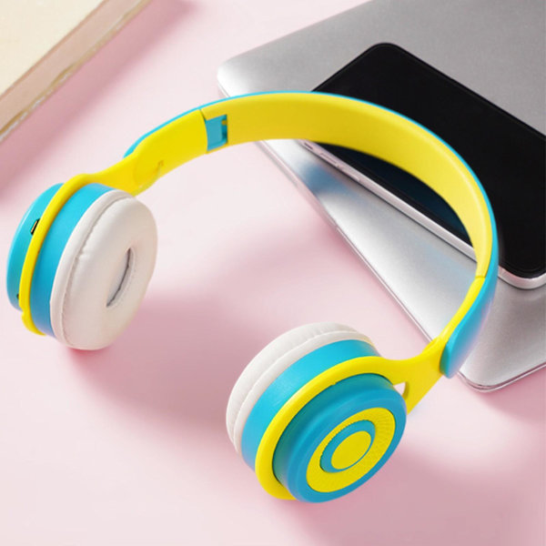 Nya Bluetooth-headset för mobiltelefon och dator, universellt hopfällbart, trådlöst Bluetooth för barn (blått)