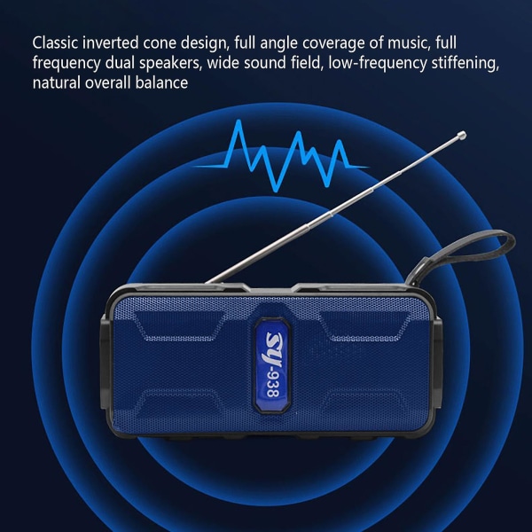 Bluetooth Audio Utomhus Ficklampa Bluetooth 5.1 Radio Multifunktionskort Högtalare FM Radio Bärbar Högtalare (Blå)