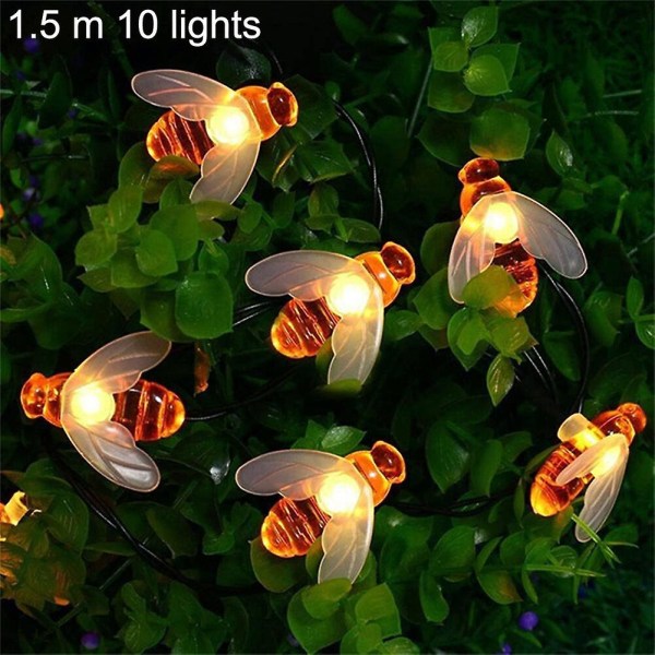 Udendørs Honey Bee LED-lys til havehegn gårdhave julekrans, varm hvid/farverig, batteridrevet (Bee2)