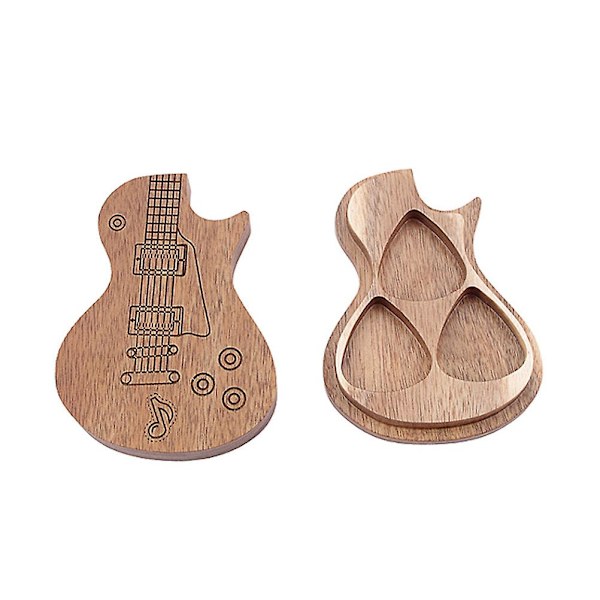 Handgjord gitarrplocklåda i trä som present till gitarrister och musikälskare (ljusbrun) (10,2 x 7,2 cm, ljusbrun)