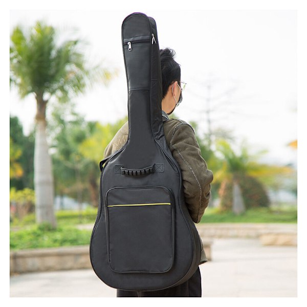 Gitarrväska Oxford Nylon Vattentät Gitarrfodral med Externa Fickor Överdrag för Klassisk och Folk Akustisk Gitarr 39'' 40'' 41'', (41 tum svart) 1st