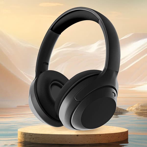 Trådlöst headset hopfällbart headset hörlurar hörlurar pluggbart kort universellt（svart）