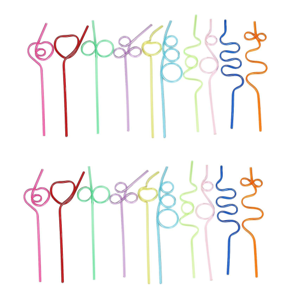 100x Crazy Loop Straws, Crazy Silly Colorful Reusable Drinking Straws Mega Pack Bpa And Pfoa Free