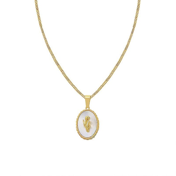 Tulip vit halsband i pärlemor, fransk retro mångsidig design smycken, titanstål halsband