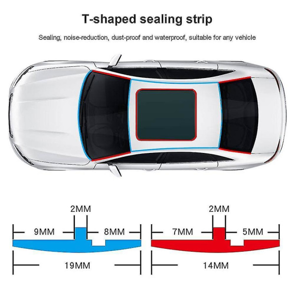 Kumiset auton tiivisteet reunatiivistyslistat autokatto tuulilasin tiiviste suojalista ikkunatiivisteet melueristys Soproof（19mmX2m）