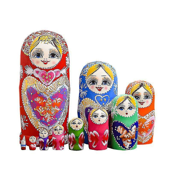 10 kerrosta / sarja Matryoshka puinen venäläinen sisäkkäisnukke Työpöydän sisustus Lapset Joululahjat