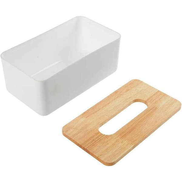 Träöverdrag Rektangulär Plast Näsdukslåda Pappers Servett Hem Bil Hållare Organizer Dekor