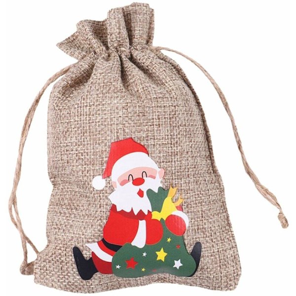 Damhandskar Present, Mjau Jultryck Linne Presentpåse Jultomte Ryggsäck Godispåse Äppelpåse 1 st