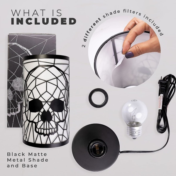 Metallic Black Skull Lamp - Gothic Decor - Skull Decor - Gothic Lamp - Goth Room Decor - Skeletlampe