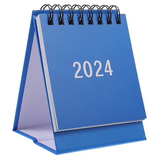 Skrivebordsminikalender, kontorkalender, minikalender 2024, skrivebordsminikalender (9,8 x 7,5 x 7 cm, blå)