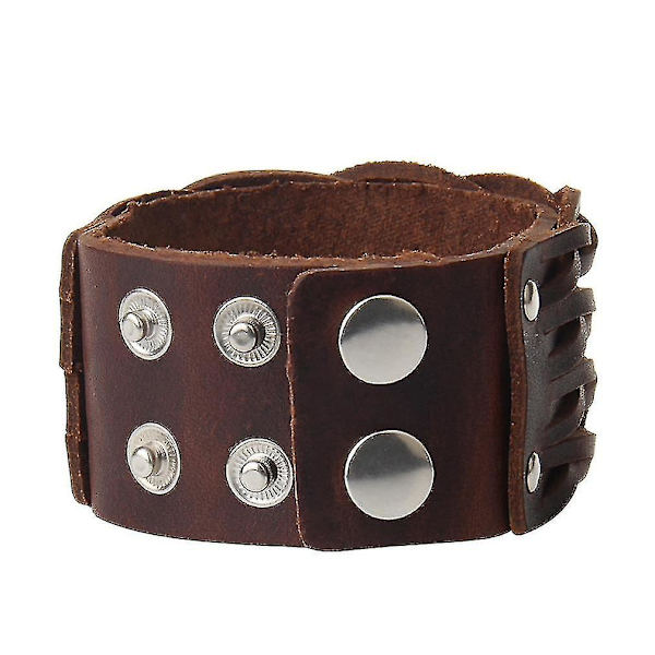 Flettet læderarmbånd til mænd, smykker, flerlags