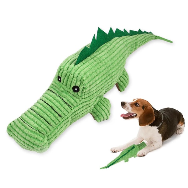 Koiran lelut Squeak interaktiivinen pehmoalligaattori, jonka pinta on epätasainen, kirkkaan vihreä