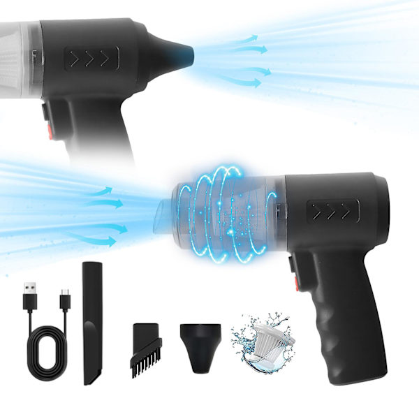 Handhållen bil dammsugare, 120W kraftfull sugning liten bil dammsugare, Mini dammsugare med USB bärbar dammsugare（Svart）