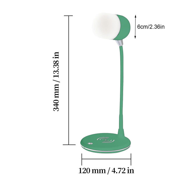 Trådlös laddningsbar Bluetooth-högtalare tre-i-ett LED-dimmbar touch-bordlampa ljud mini sänglampa subwoofer-högtalarlampa (grön)