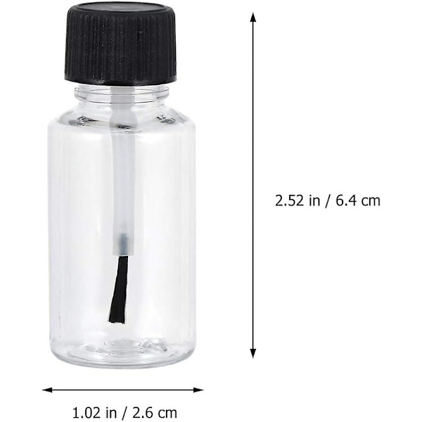 20 st 20 ml tomma nagellackflaskor med borste lock Cylindriska påfyllningsbara nagellackflaskor för nagelkonstprov