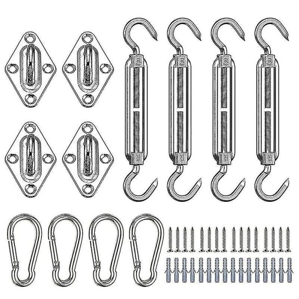 Set för skärmsegel M5 Rostfritt stål Skuggsegeltillbehör Monteringssats Klämskruv Karbinhake med skruvar Skärmsegel