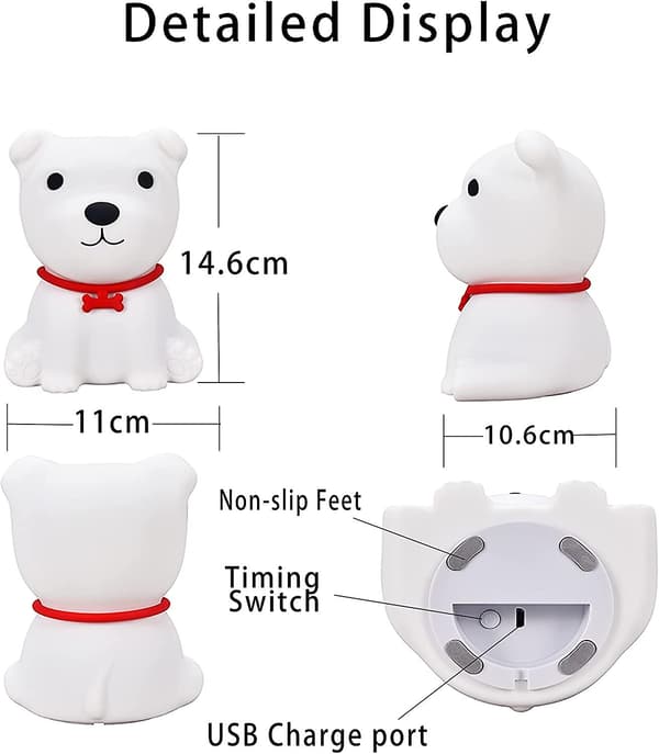 Valpenattlys, nattlys, LED-nattlysrom, USB-silikonstatisk lys