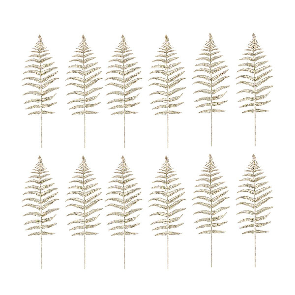 12-pack konstgjorda persiska blad juldekorationer hem butik semester plastväxter guld (storlek 1, guld)