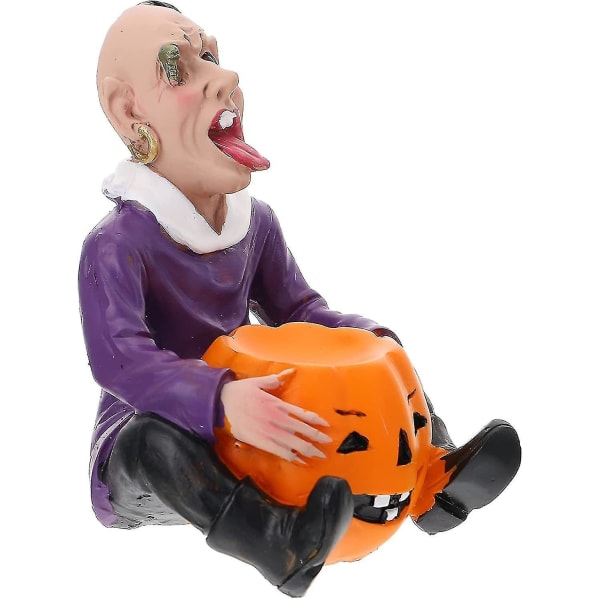 Halloween-gresskarfigur Halloween-dekorasjonsbord Midterstykker Kaketopper Rekvisitter for hjemsøkt hus F