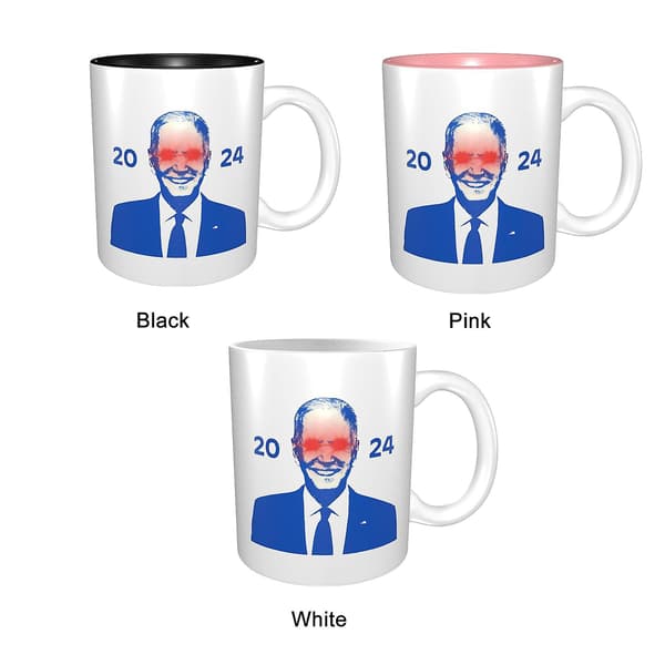 Mørk Brandon Biden 2024 Kaffe Kopp, Stem Biden Kopp (Hvit)