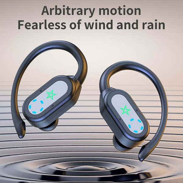 Bluetooth 5.4 In Ear Hanging LED Digital Display HiFi Ljudkvalitet Högdefinitions Samtal Riktningsbestämda Trådlösa Öronproppar（Svart）