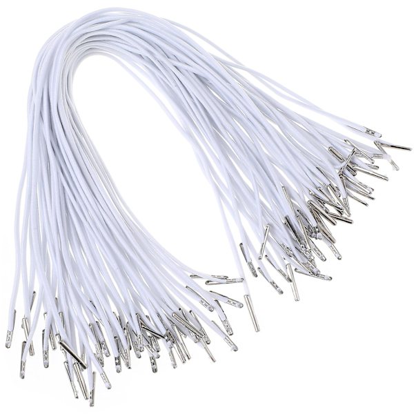 50 stk. elastiske snorer med pigger - elastiske runde snorer med metallpigger for maskeproduksjon, bokbinding og håndverk (hvit) (50 stk., hvit)