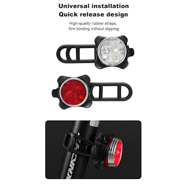 2xUSB ladattava LED-polkupyörän valosarja Etuvalo Takavalo Varoituspolkupyörän valo