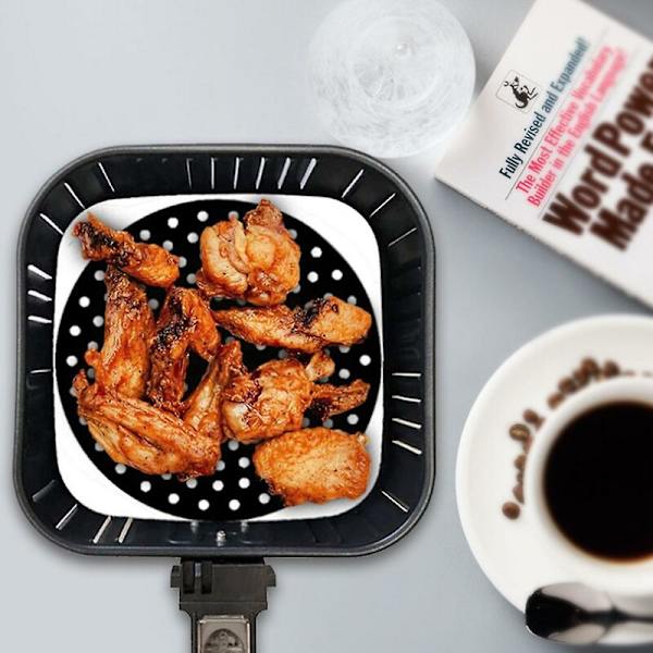 FlkwoH Återanvändbara Air Fryer-foder Non-Stick Silikon Fyrkantig/Rund Korgmatta