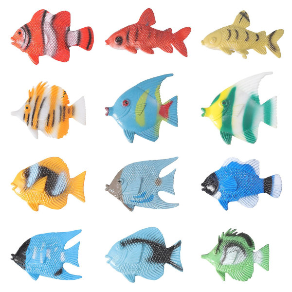 TOYMYTOY 12 stykker Mini Tropical Fish Party favoriserer barn som lærer Pedagogisk lekefisk Form som vist på bildet)