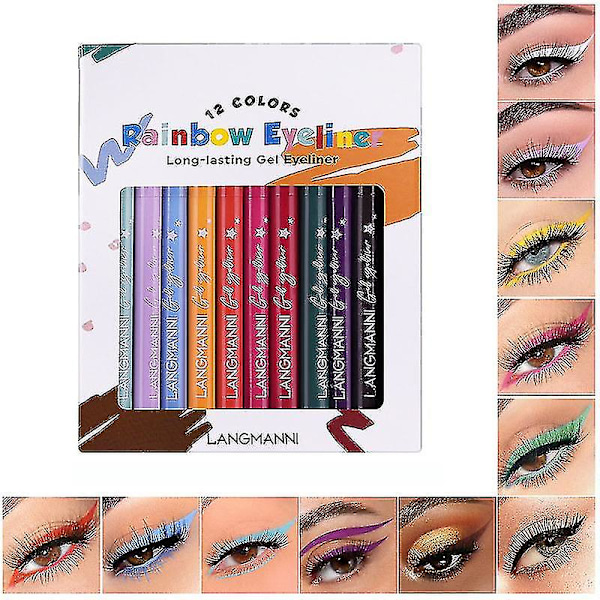 12-färgad matt eyeliner, snabbtorkande och inte lätt att blekna