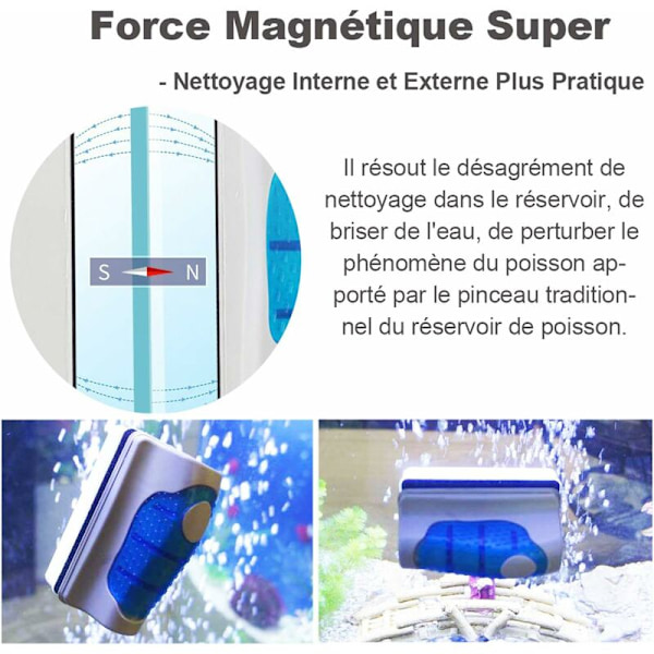 Magnetisk akvarium rengøringsbørste glasbørste algeskraber rengøringsværktøj akvarium mosfjernelse rengøringsværktøj (medium)