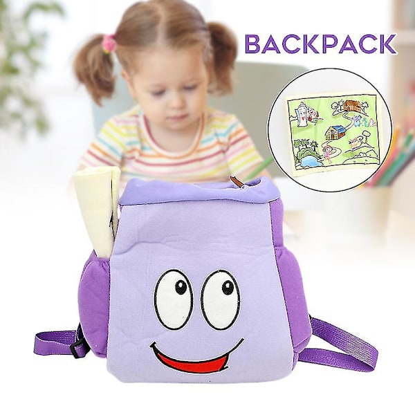 Dora Explorer Ryggsäck Med Karta Super Söt Cartoon Dragsko Väska Perfekt Födelsedagspresenter För Flickor（Violett）